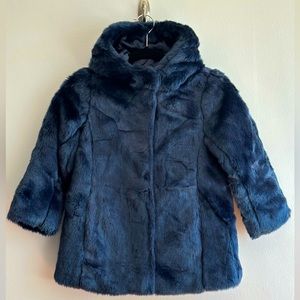 J Crew Crewcuts girls navy blue fur coat Size S